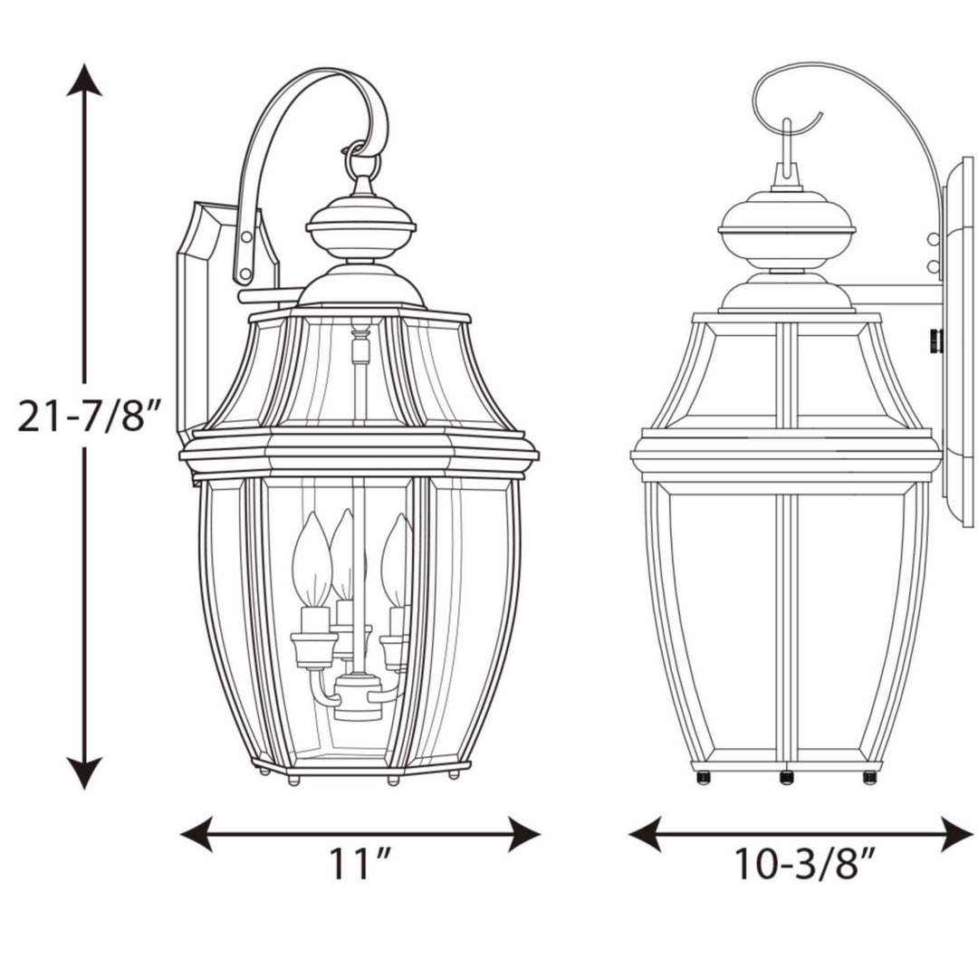 Progress Lighting P6612-31 New Haven Three Light Wall Lantern Outdoor Bronze / Dark