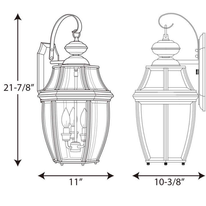 Progress Lighting P6612-31 New Haven Three Light Wall Lantern Outdoor Bronze / Dark