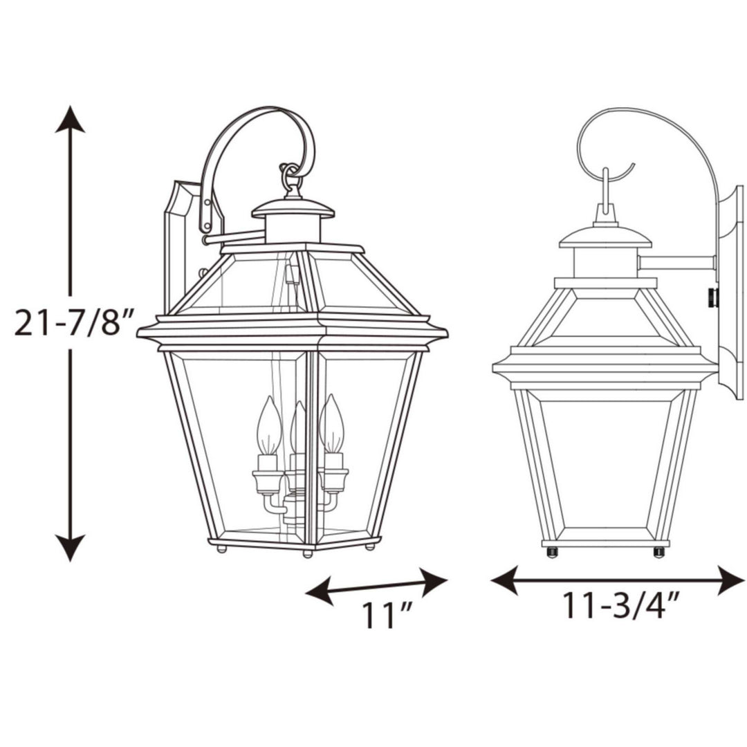 Progress Lighting P6617-20 Burlington Three Light Wall Lantern Outdoor Bronze / Dark