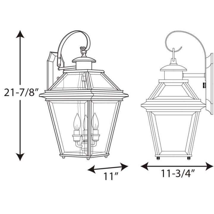 Progress Lighting P6617-20 Burlington Three Light Wall Lantern Outdoor Bronze / Dark