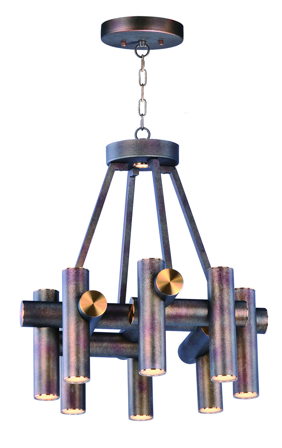 Maxim Tubular LED 20826BZFAB Chandelier Light - Bronze Fusion / Antique Brass