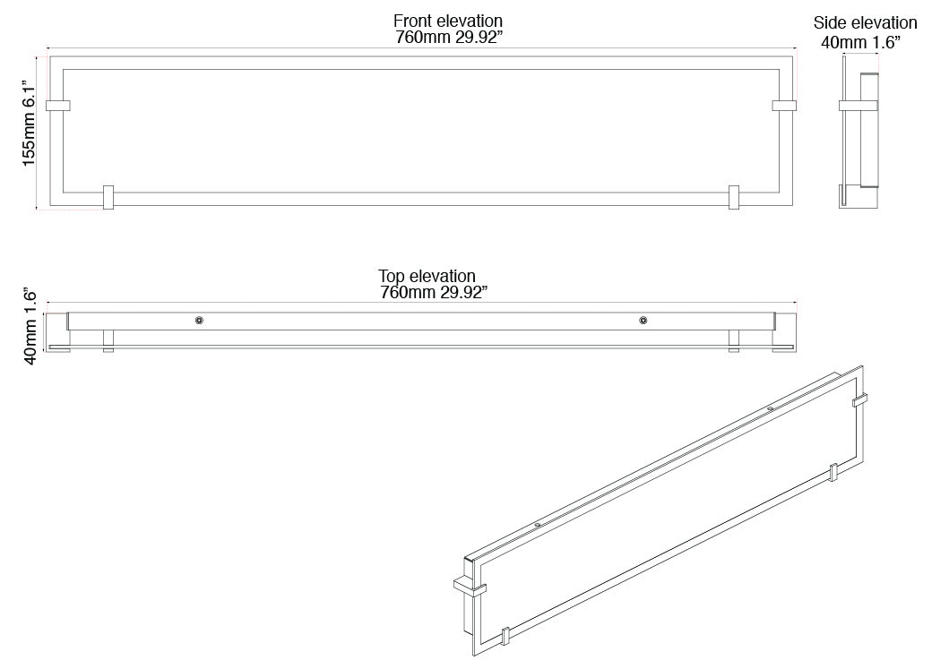 Abra Matrix 20062WV-CH Bath Vanity Light 30 in. wide - Chrome