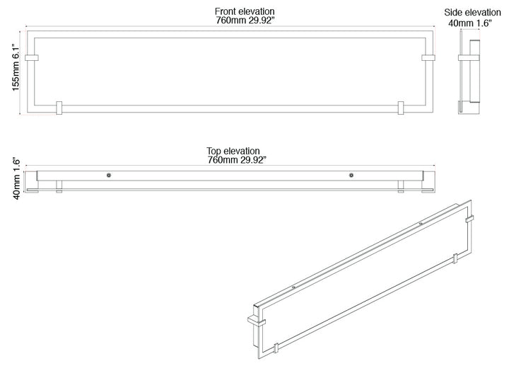 Abra Matrix 20062WV-CH Bath Vanity Light 30 in. wide - Chrome