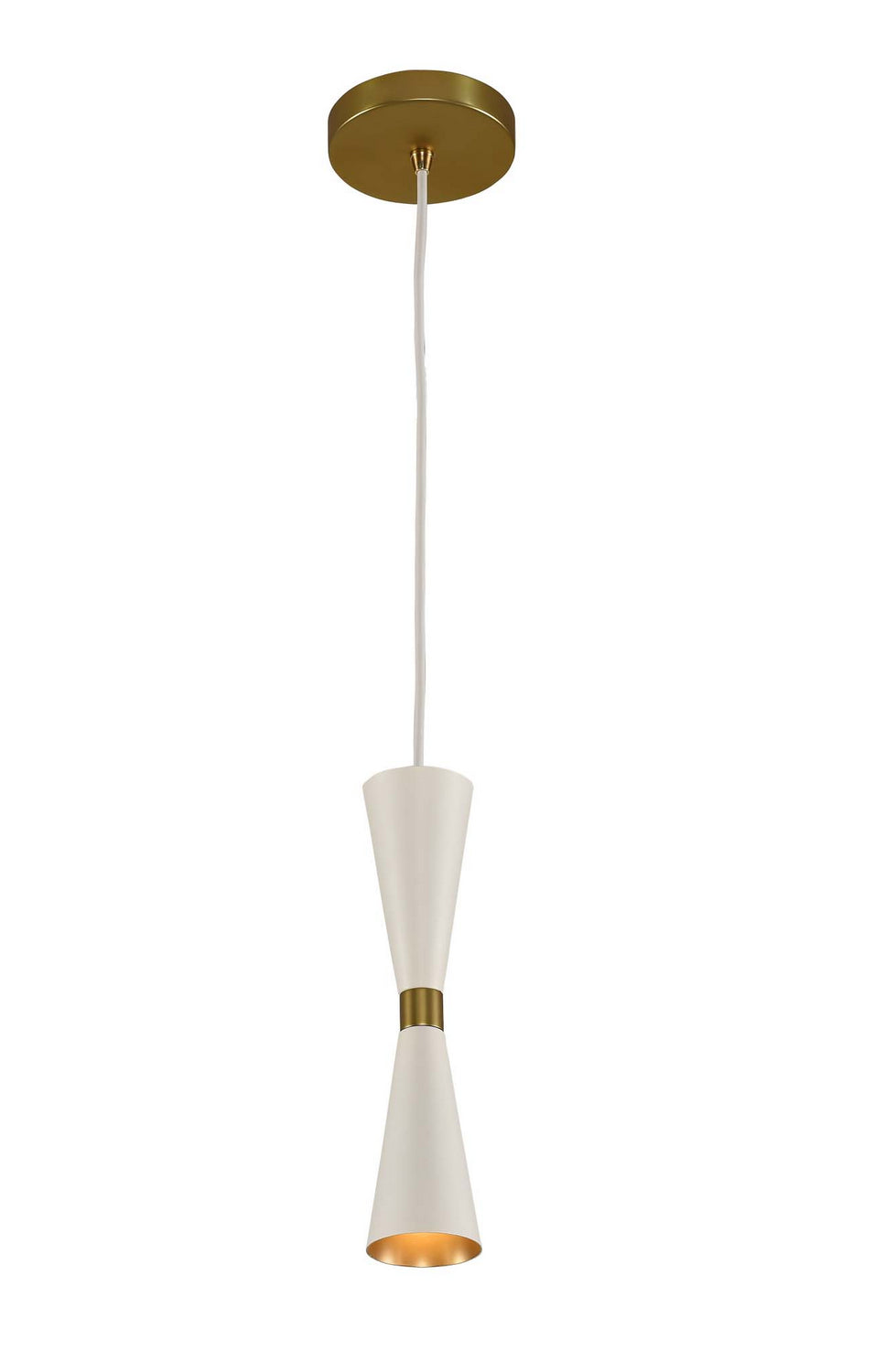 Kalco Milo 310410WVB Pendant Light - White and Vintage Brass