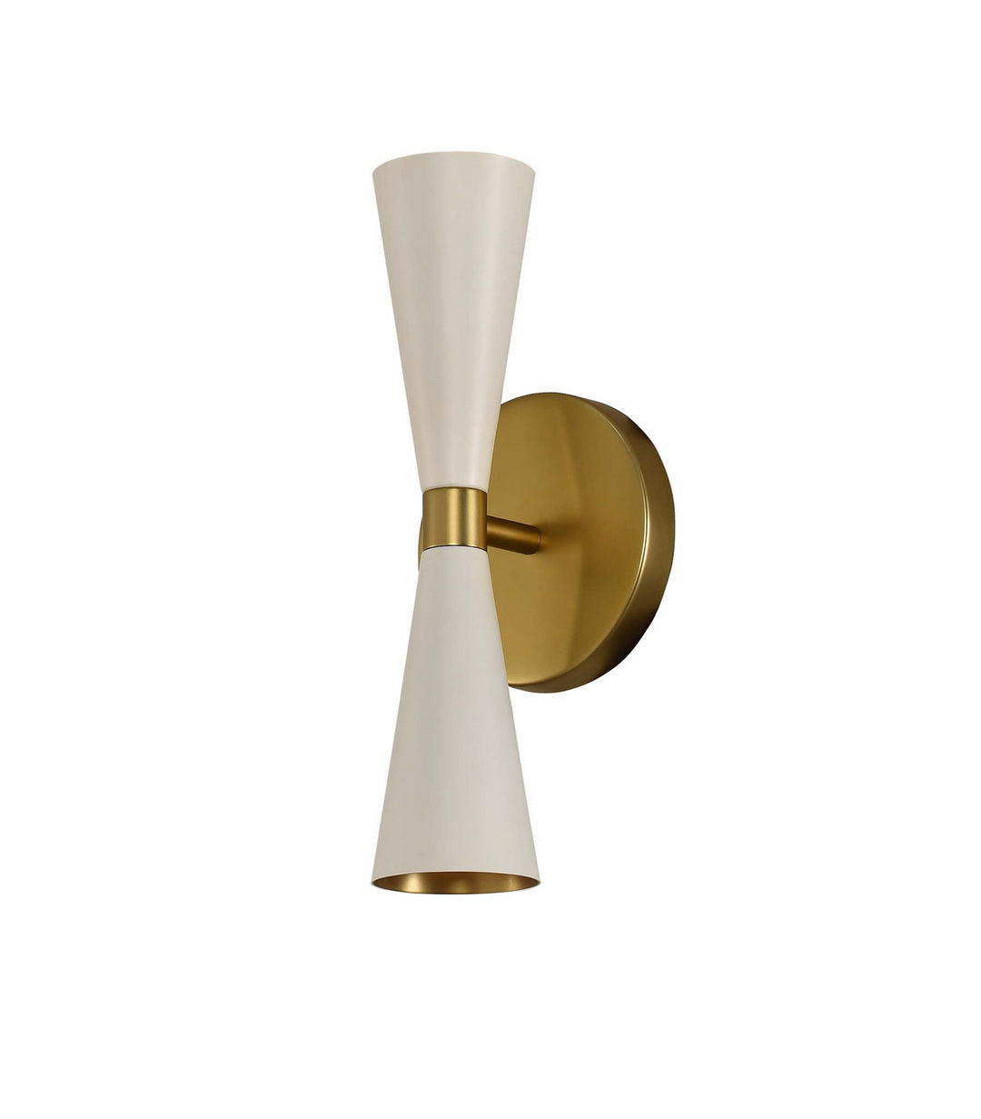Kalco Milo 310422WVB Wall Sconce Light - White and Vintage Brass
