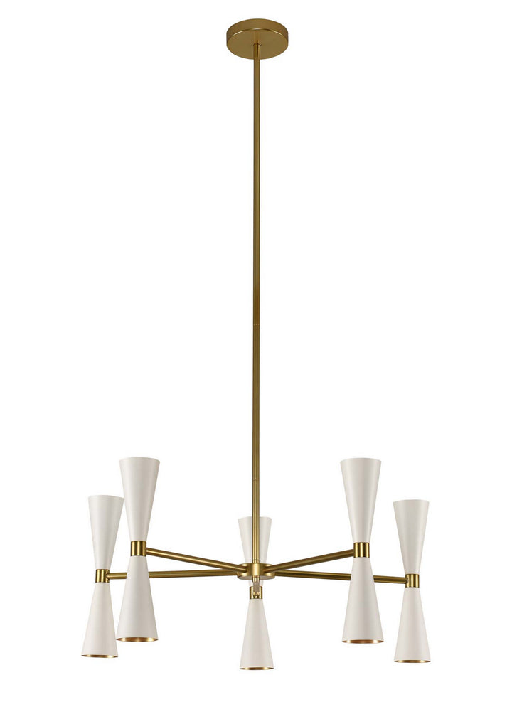 Kalco Milo 310470WVB Chandelier Light - White and Vintage Brass