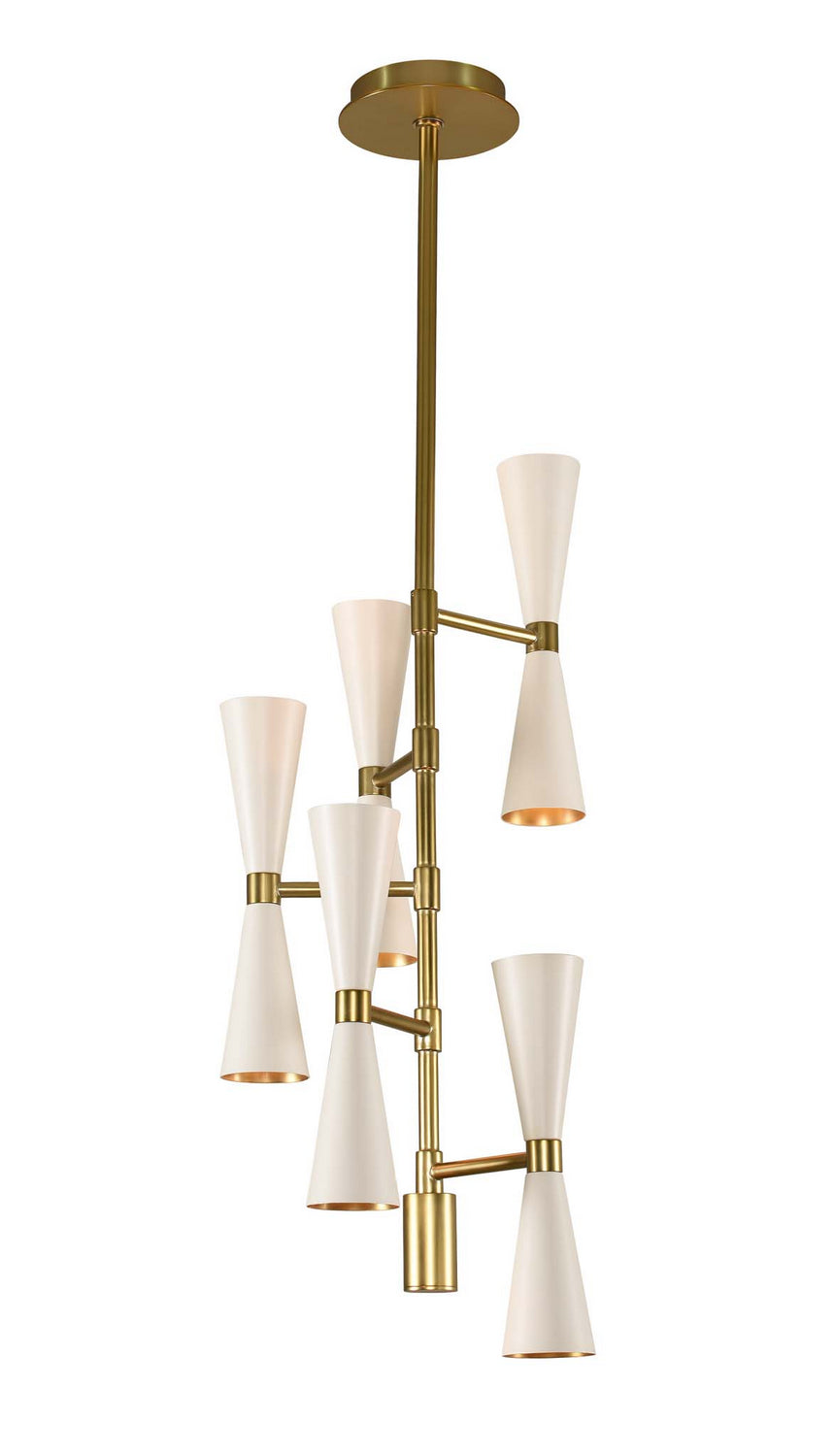 Kalco Milo 310472WVB Pendant Light - White and Vintage Brass