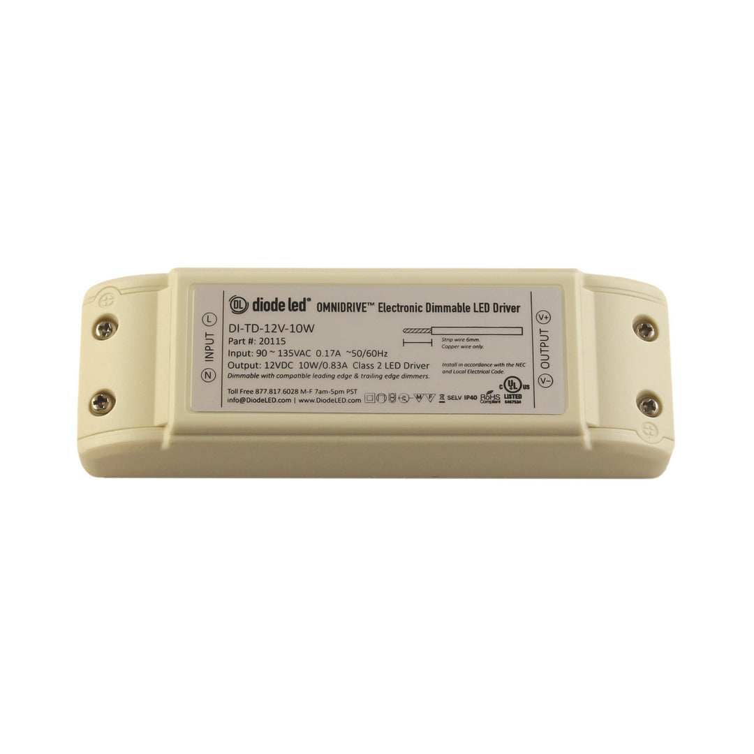 Diode Led Lighting DI-TD-12V-20W Omnidrive Electronic Dimmable Driver Decor White