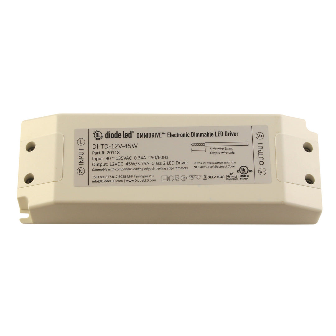 Diode Led Lighting DI-TD-24V-30W Omnidrive Electronic Dimmable Driver Decor White