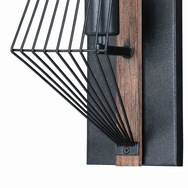 Vaxcel Dearborn W0252 Wall Light - Black Iron and Burnished Oak