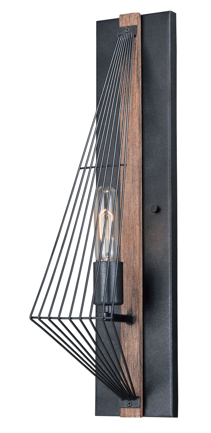 Vaxcel Dearborn W0252 Wall Light - Black Iron and Burnished Oak