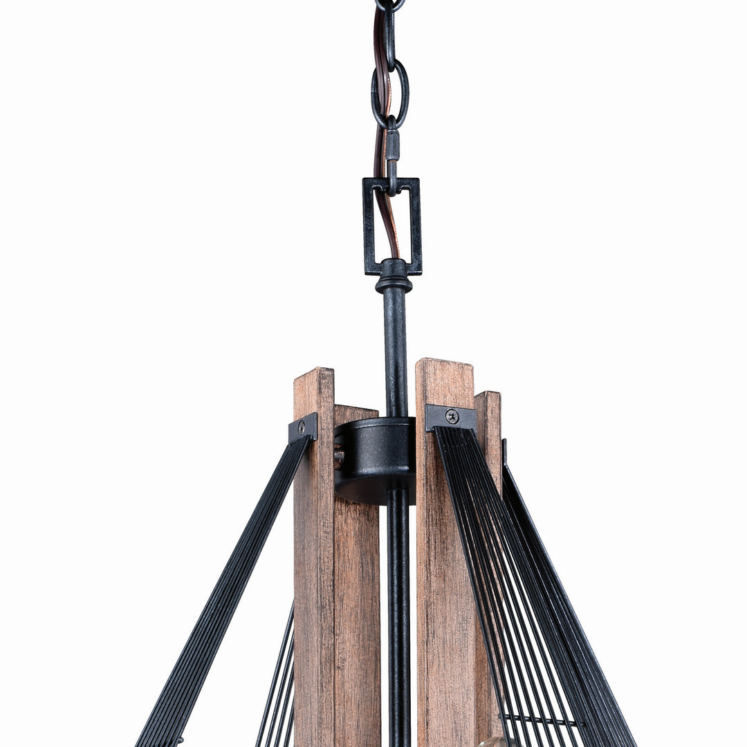 Vaxcel Dearborn H0181 Chandelier Light - Black Iron and Burnished Oak