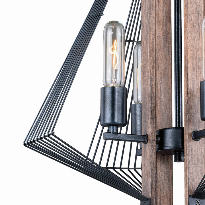 Vaxcel Dearborn H0181 Chandelier Light - Black Iron and Burnished Oak