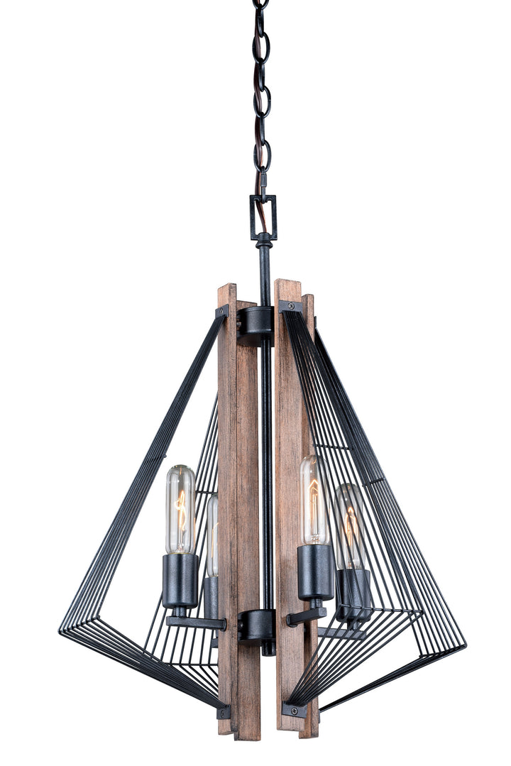 Vaxcel Dearborn H0181 Chandelier Light - Black Iron and Burnished Oak