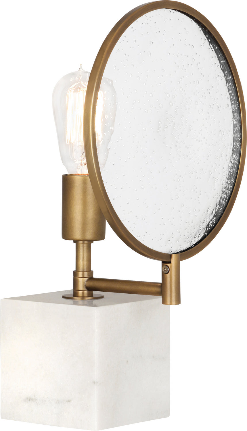 Robert Abbey Lighting 1526 Fineas Lamp Alabaster Stone Base And Aged Brass