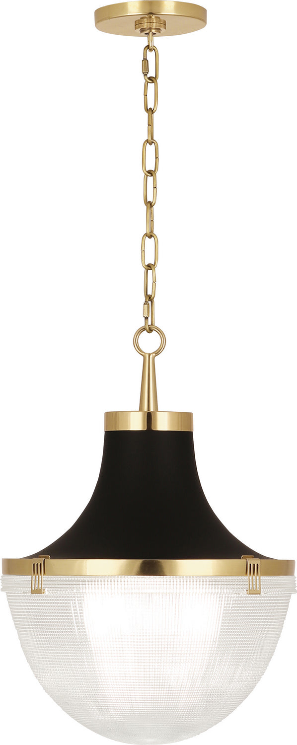 Robert Abbey Brighton 3391 Pendant Light - Modern Brass w/Matte Black Shade Hood