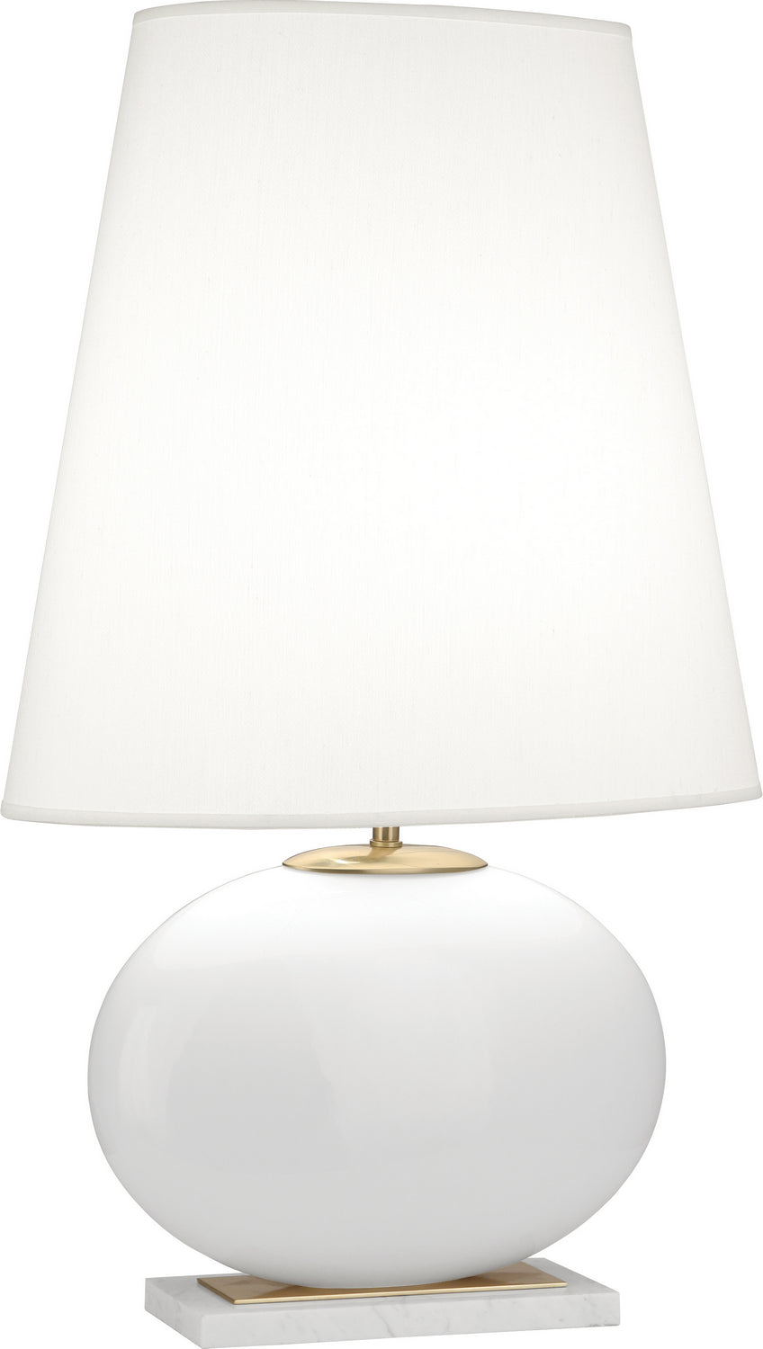 Robert Abbey Lighting 483 Raquel Lamp White Glass W/ Modern Brass & White Marble