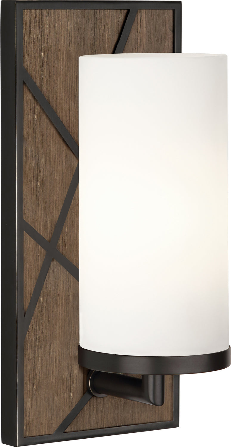 Robert Abbey Michael Berman Bond 543W Wall Sconce Light - Smoked Walnut Wood w/Deep Patina Bronze