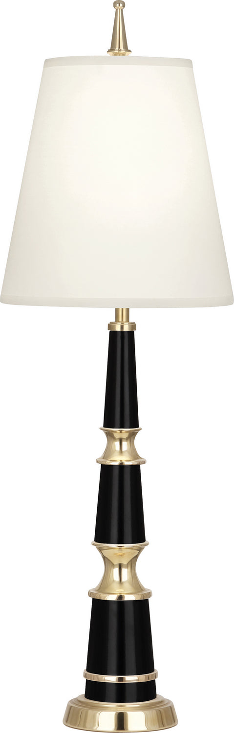 Robert Abbey Lighting B900X Jonathan Adler Versailles Lamp Black Lacquered Paint W/Modern Brass