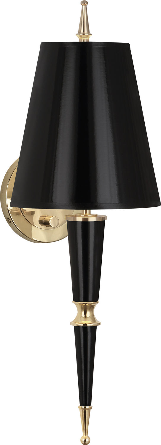 Robert Abbey Jonathan Adler Versailles B903 Wall Sconce Light - Black Lacquered Paint w/Modern Brass