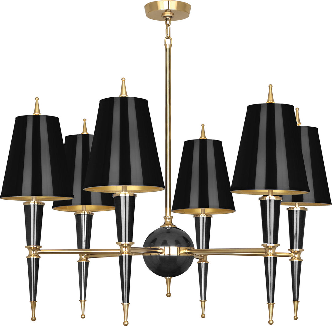 Robert Abbey Jonathan Adler Versailles B904 Chandelier Light - Black Lacquered Paint w/Modern Brass