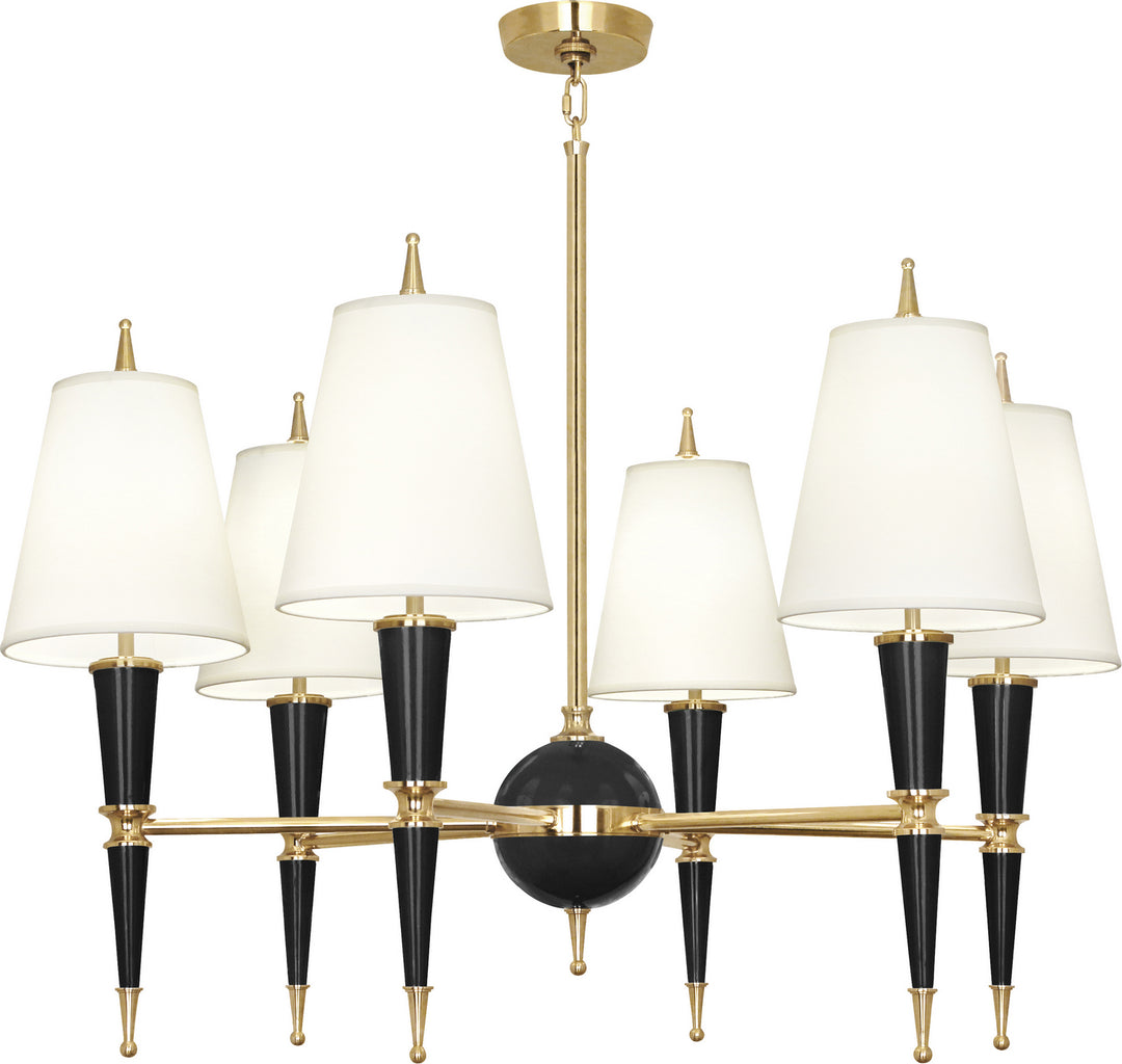 Robert Abbey Jonathan Adler Versailles B904X Chandelier Light - Black Lacquered Paint w/Modern Brass