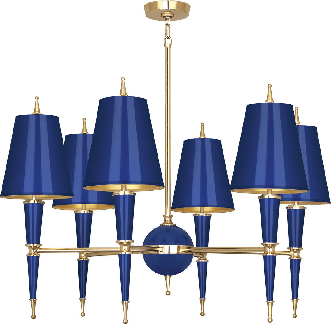 Robert Abbey Jonathan Adler Versailles C904 Chandelier Light - Navy Lacquered Paint w/Modern Brass