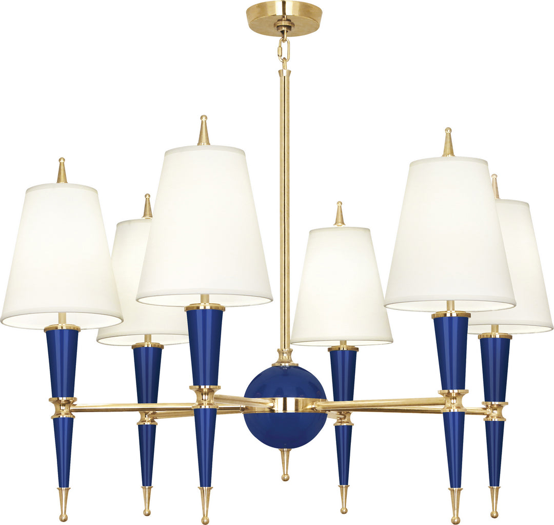 Robert Abbey Jonathan Adler Versailles C904X Chandelier Light - Navy Lacquered Paint w/Modern Brass