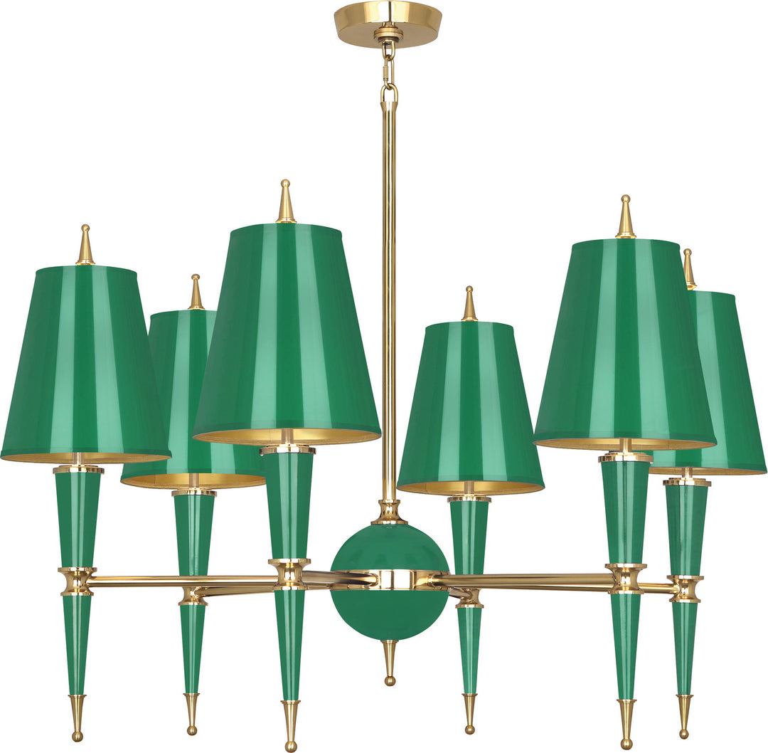 Robert Abbey Jonathan Adler Versailles G904 Chandelier Light - Emerald Lacquered Paint w/Modern Brass