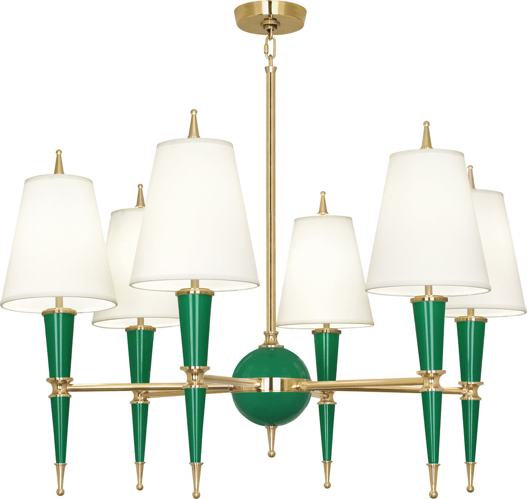 Robert Abbey Jonathan Adler Versailles G904X Chandelier Light - Emerald Lacquered Paint w/Modern Brass