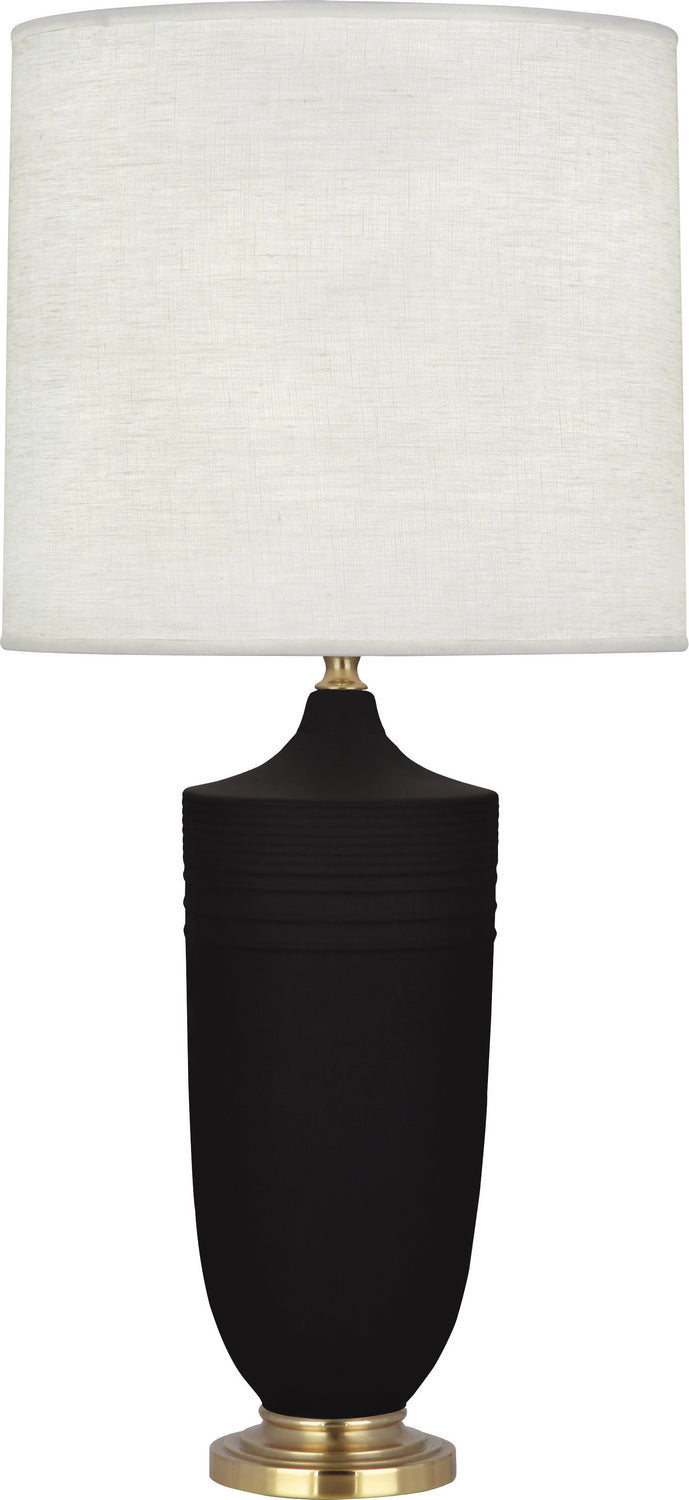 Robert Abbey Lighting MDC27 Michael Berman Hadrian Lamp Matte Dark Coal Glazed W/Modern Brass