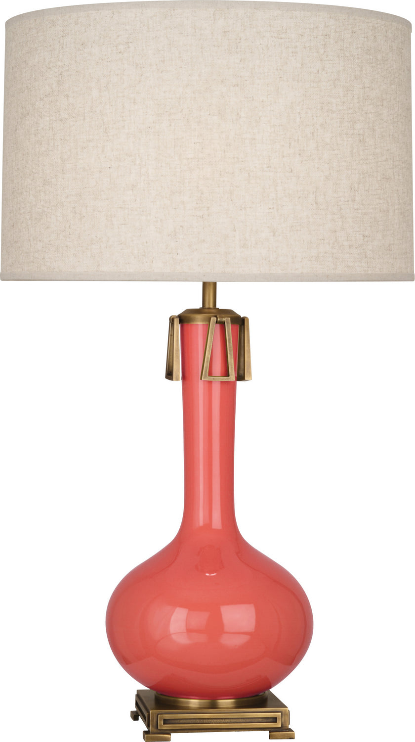 Robert Abbey Lighting ML992 Athena Lamp Melon Glazed W/Aged Brass Cast Metal Base And Rings