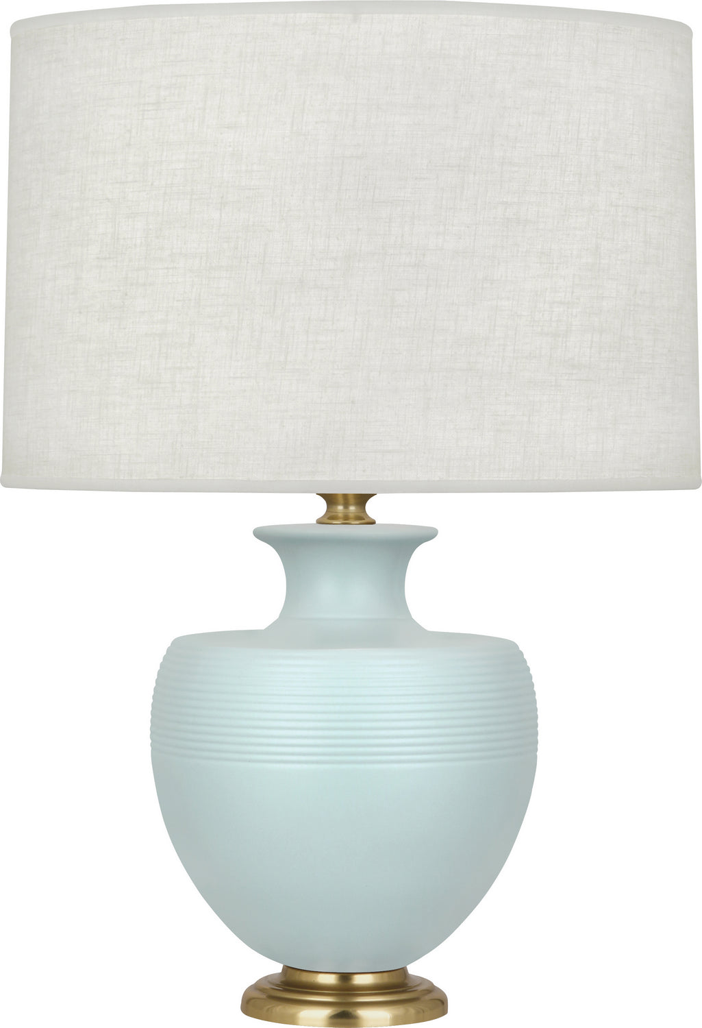 Robert Abbey Lighting MSB21 Michael Berman Atlas Lamp Matte Sky Blue Glazed W/Modern Brass