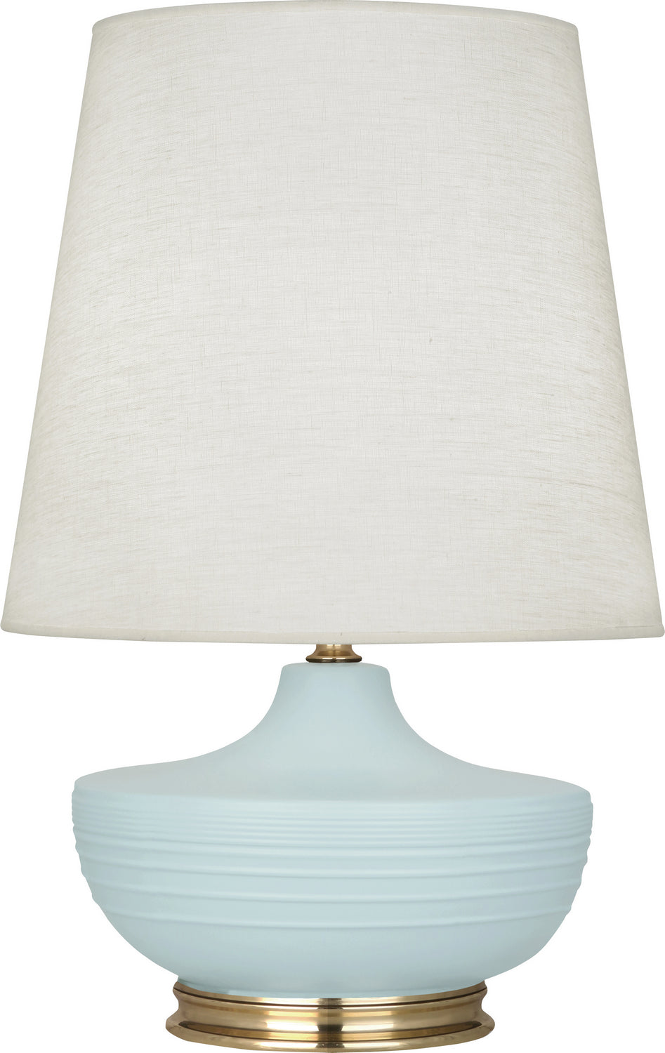 Robert Abbey Lighting MSB24 Michael Berman Nolan Lamp Matte Sky Blue Glazed W/Modern Brass