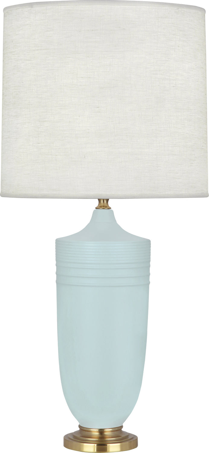 Robert Abbey Lighting MSB27 Michael Berman Hadrian Lamp Matte Sky Blue Glazed W/Modern Brass