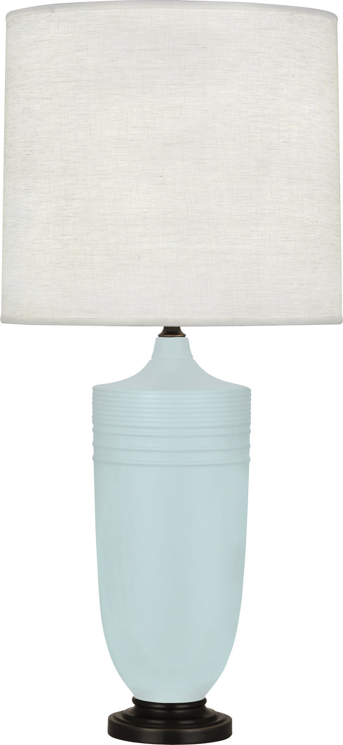 Robert Abbey Lighting MSB28 Michael Berman Hadrian Lamp Matte Sky Blue Glazed W/Deep Patina Bronze