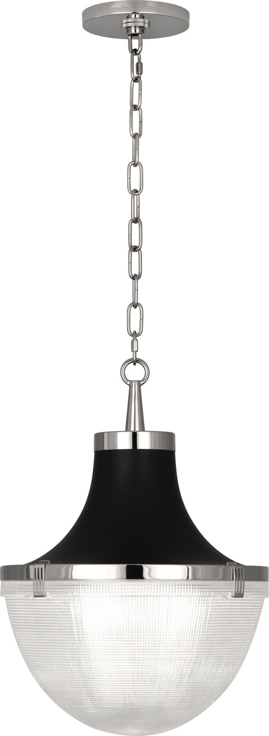 Robert Abbey Brighton S3391 Pendant Light - Polished Nickel Matte Black Shade Hood