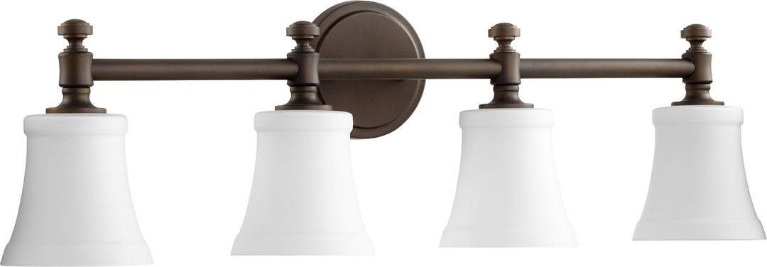 Quorum Rossington 5122-4-186 Bath Vanity Light 30 in. wide - Oiled Bronze W/ Satin Opal