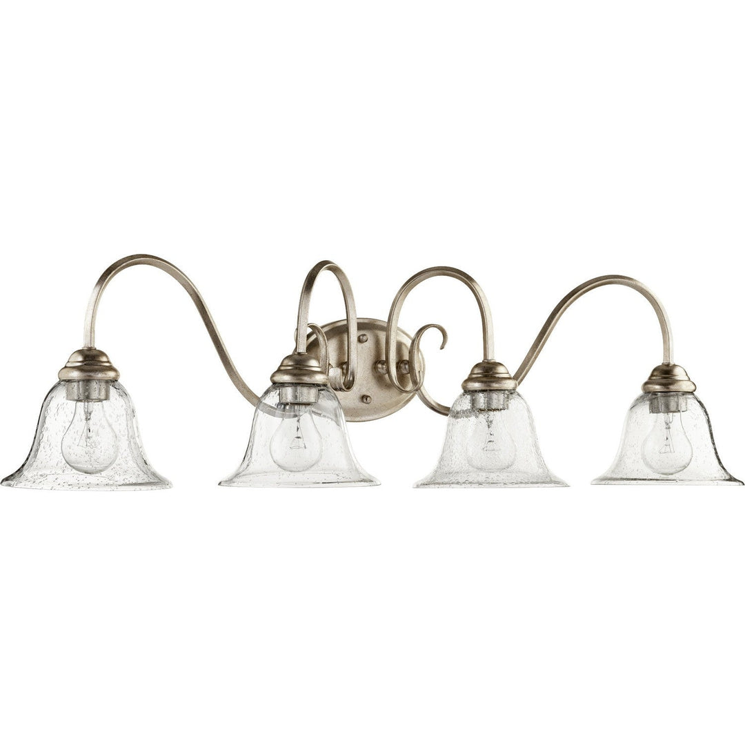 Quorum Spencer 5110-4-60 Bath Vanity Light 34 in. wide - Aged Silver Leaf W/ Clear/Seeded