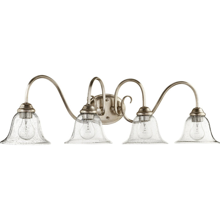 Quorum Spencer 5110-4-60 Bath Vanity Light 34 in. wide - Aged Silver Leaf W/ Clear/Seeded