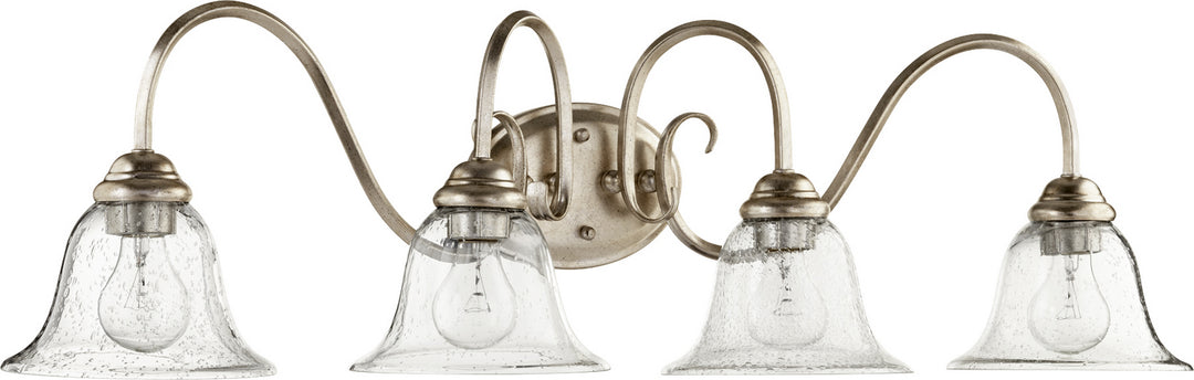 Quorum Spencer 5110-4-60 Bath Vanity Light 34 in. wide - Aged Silver Leaf W/ Clear/Seeded