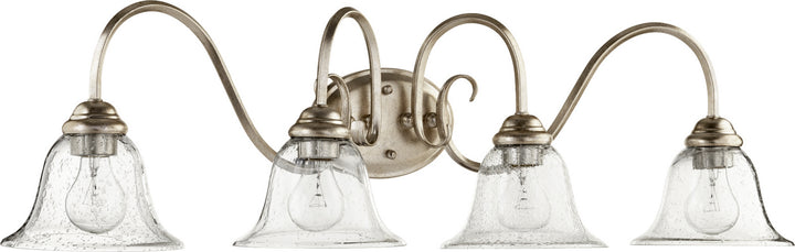 Quorum Spencer 5110-4-60 Bath Vanity Light 34 in. wide - Aged Silver Leaf W/ Clear/Seeded