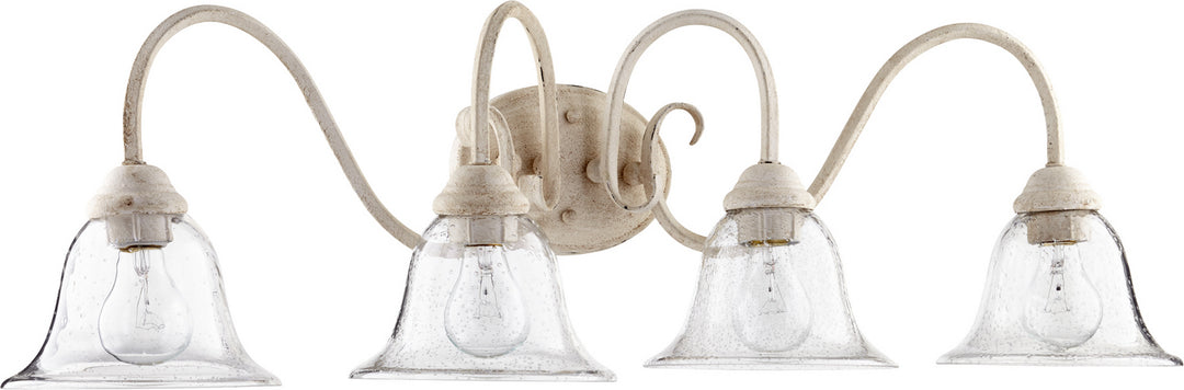 Quorum Spencer 5110-4-170 Bath Vanity Light 34 in. wide - Persian White W/ Clear/Seeded