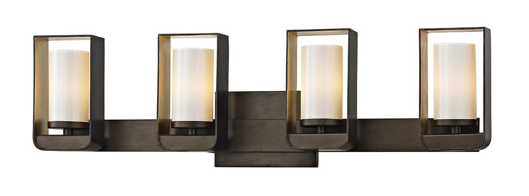 Troy Escape B5704 Bath Vanity Light 27 in. wide - Bronze With Gold Leaf Accent