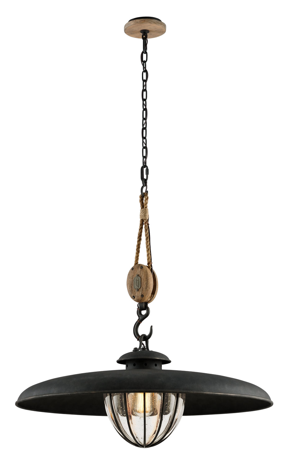 Troy Murphy F4907 Pendant Light - Vintage Iron With Rustic Wood