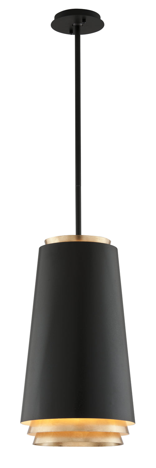 Troy Fahrenheit F5542 Pendant Light - Textured Black W-Gold Leaf