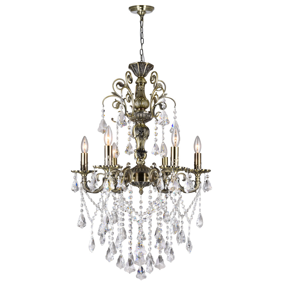 CWI Brass 2011p24ab-6 Chandelier Light - Antique Brass