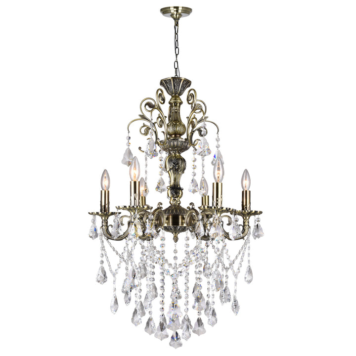 CWI Brass 2011p24ab-6 Chandelier Light - Antique Brass