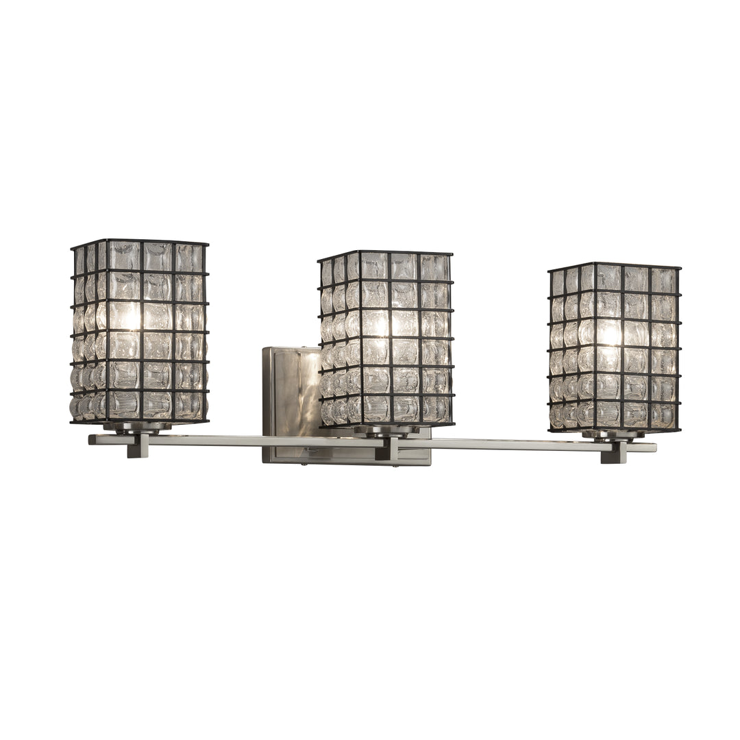 Justice Designs Wire Glass WGL-8443-15-GRCB-NCKL Bath Vanity Light 24 in. wide - Brushed Nickel