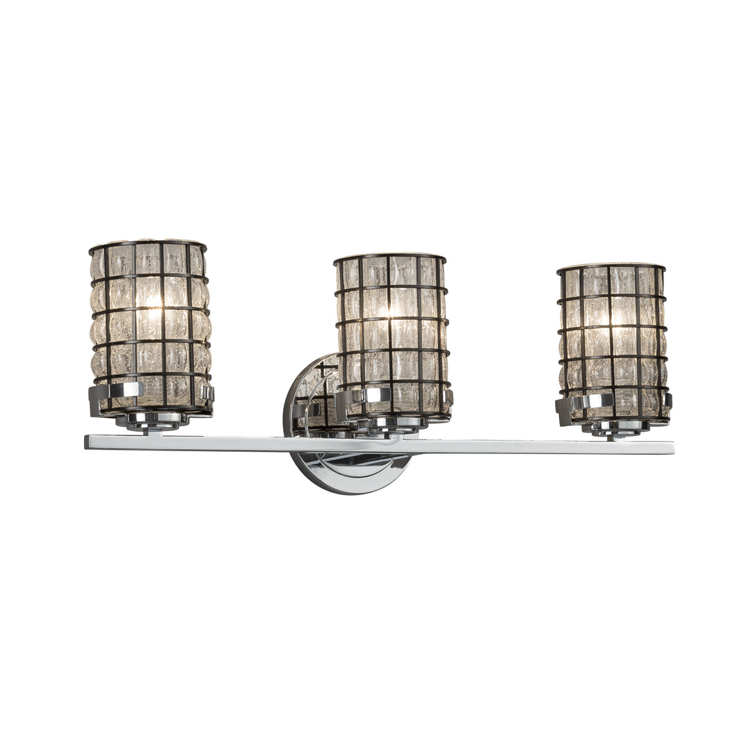 Justice Designs Wire Glass WGL-8453-10-GRCB-CROM Bath Vanity Light 23 in. wide - Polished Chrome